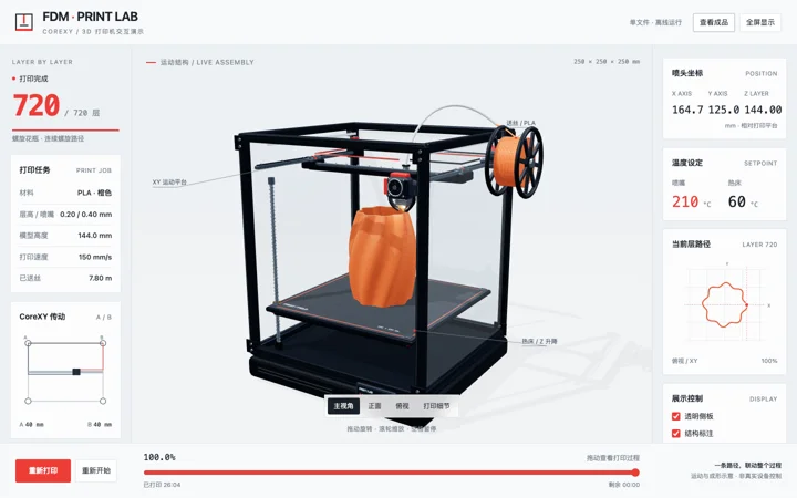3D 打印工坊实际演示画面